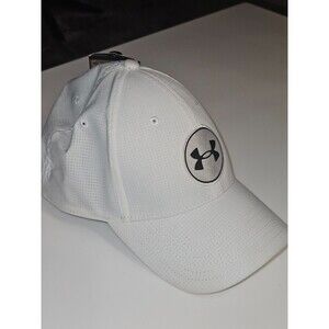 NWT Under Armour Hat L/XL UA Golf37 White Cap Flex-Fit Breathable Mesh 1362191